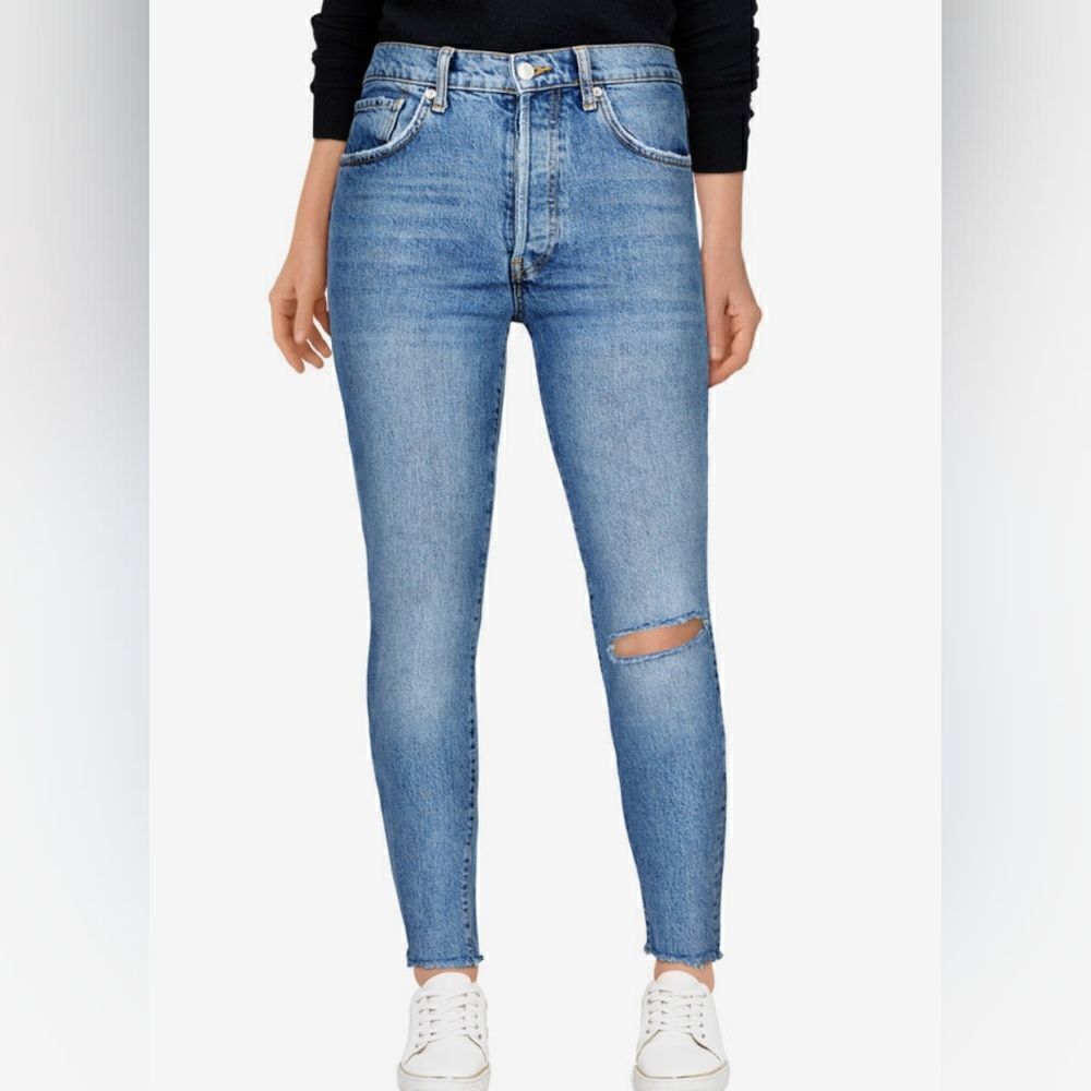 Free People High Rise Distressed Skinny Jeans Size 25 Womens Denim